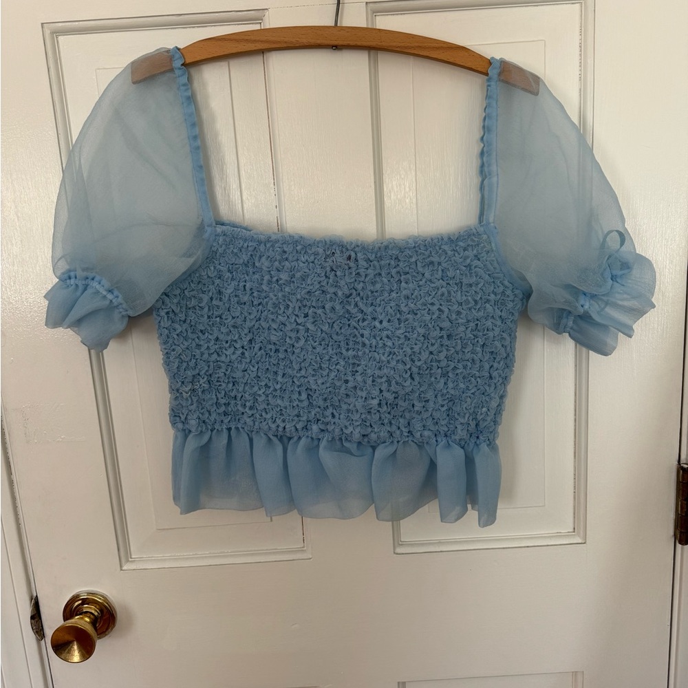 Staud tulle puff sleeve top